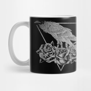 Flower Gothic - Black Rose and Crow Bird Creepy - Roses and Raven Mug